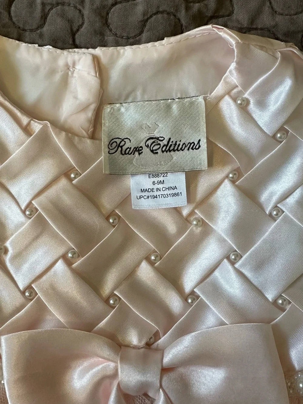 Rare Editions Pale Pink Party Dress with Bow